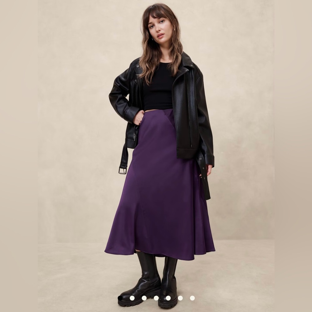 Banana Republic Deep Purple Midi Slip Skirt Size XS
